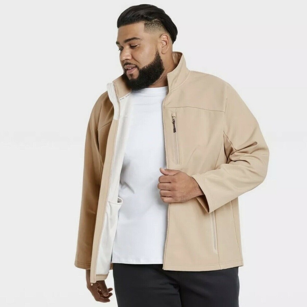 Mens All in Motion Fleece Softshell Jacket Beige Mens small jacket NEW 1222